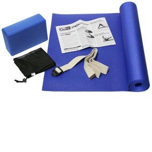 GoFit Yoga Mat Zen 5 Pc Set 68"x24" Mat, Foam Block, Strap, Bag, Wall Chart